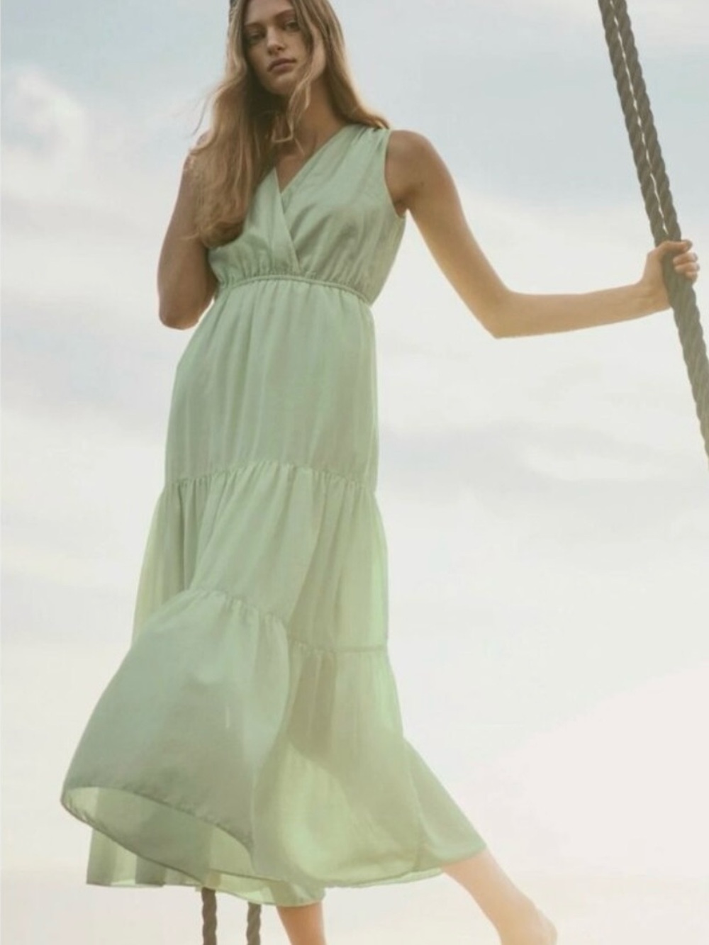 Banana Republic Very Light Green Maxi Dress